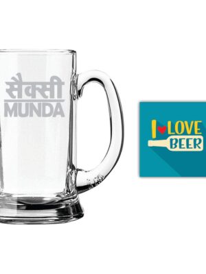 New Year Gifts, Sexy Munda Hindi Engraved Beer Mug - Icon Beer 580 ml