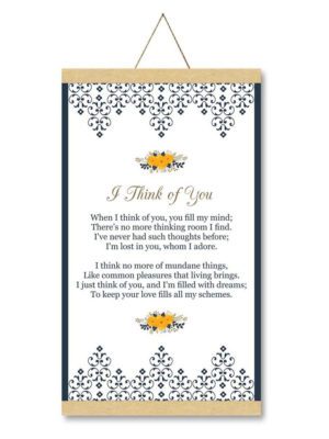 YaYa café  Gifts For Him, I Think Of You Love Scroll Greeting Card - 15X30 Inches