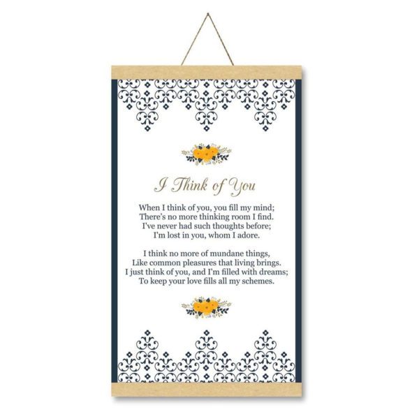 YaYa café  Gifts For Him, I Think Of You Love Scroll Greeting Card - 15X30 Inches