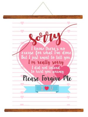 Sorry Greeting Card Gift for Girlfriend Wife Boyfriend Husband Please Forgive Me Sorry Scroll - 15 x 20 inches