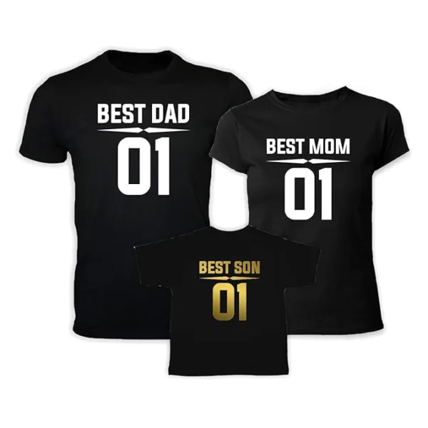 No.1 Dad, Mom, Kid Matching Family T-shirts