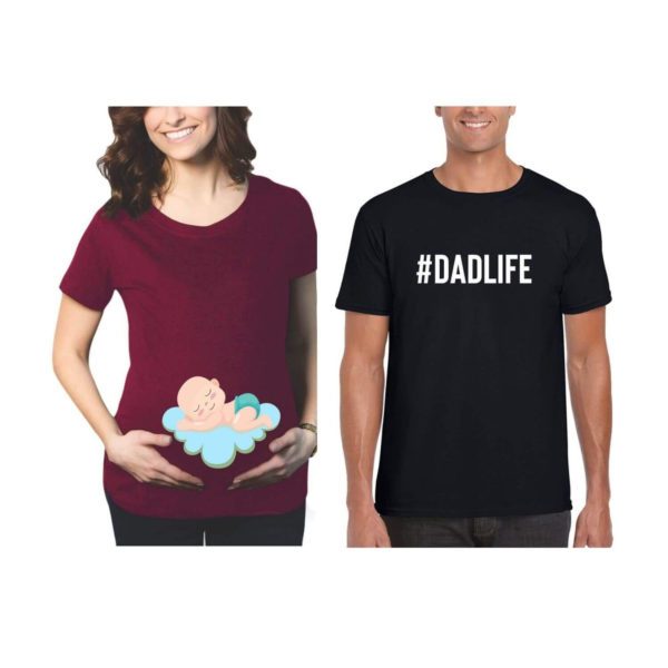 Hashtag Dad Life & Baby Sleeping Maternity Couple T-Shirts