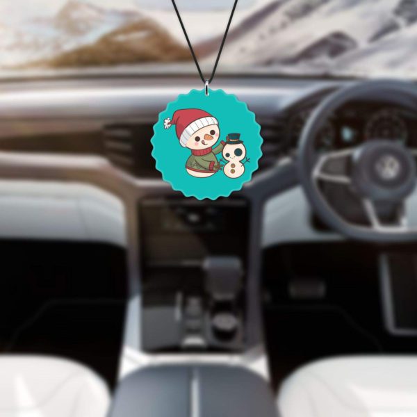 Happy Snowman Printed Christmas Car Hanging