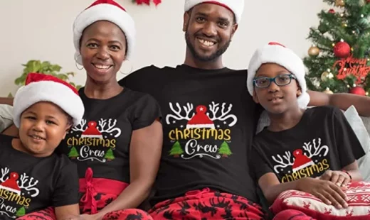 Matching Christmas Crew Printed Family T-Shirt for Christmas