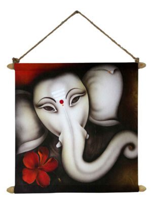 Divine Ganesha Poster Wall Painting Hanging Scroll Canvas - 12 x 12 inches