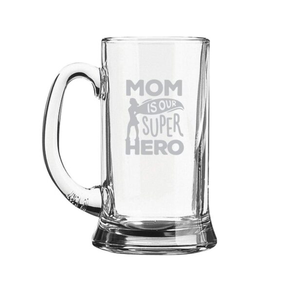 Mothers Day Gifts for Mom is Our Super Hero Beer Mug Playboy 357 ml, Engraved, Coaster Gift Combo of 2