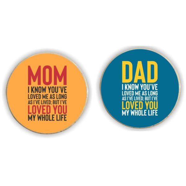 (Round) Acrylic Fridge Magnet for Parents - I Love You My Mom Dad