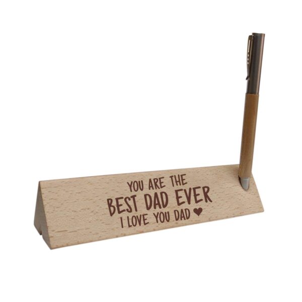 You are The Best Dad Ever Handmade Wooden Pen with Engraved Triangle Pen Box Holder