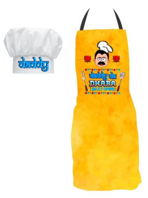 Daddy Da Dhaba Kitchen Chief Apron with Hat, Yellow