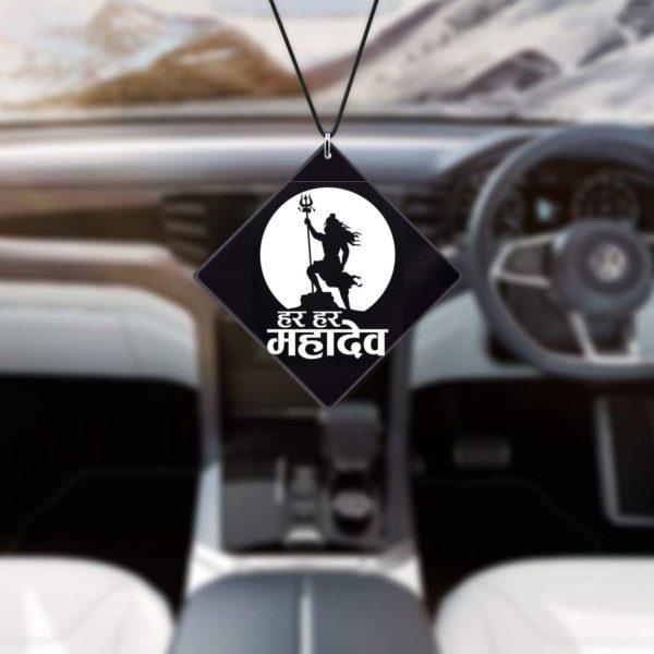 Religious Gifts Acrylic Car Hanging Accessories Lord Shiva Har Har Mahadev Printed Printed for Good Luck Interior