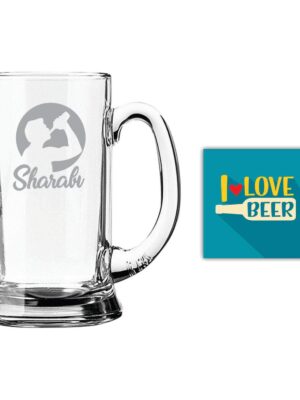 New Year Gifts, Sharabi Hindi Engraved Beer Mug - Jumbo Beer 1170 ml