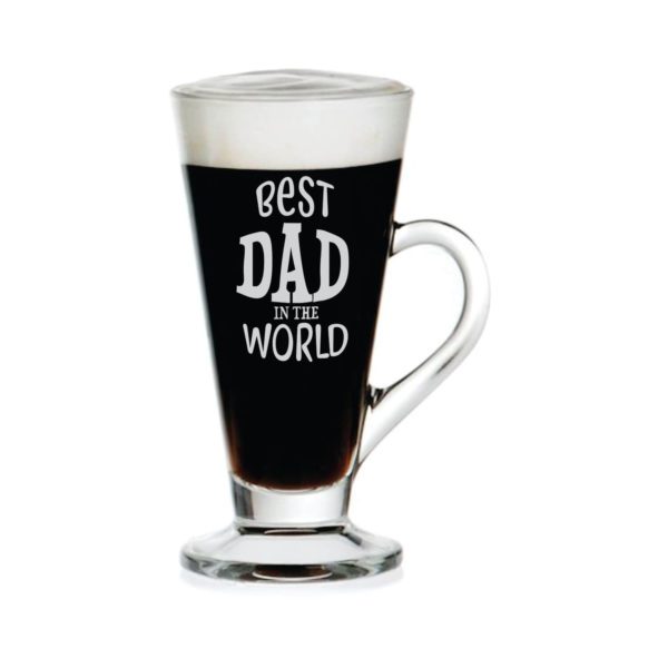 Dad Engraved Glass Tea Coffee Mug Cup with Coaster