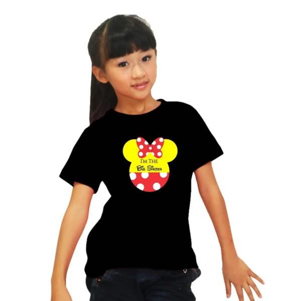 Printed Minnie Big Sister Little Sister Kids Siblings T-Shirts