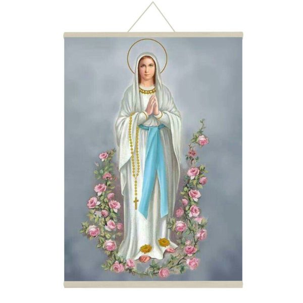 Christian Gifts for Christmas, Merciful Mother Mary Wall Paintings, Hangings Canvas Scroll Poster for Home Decor -