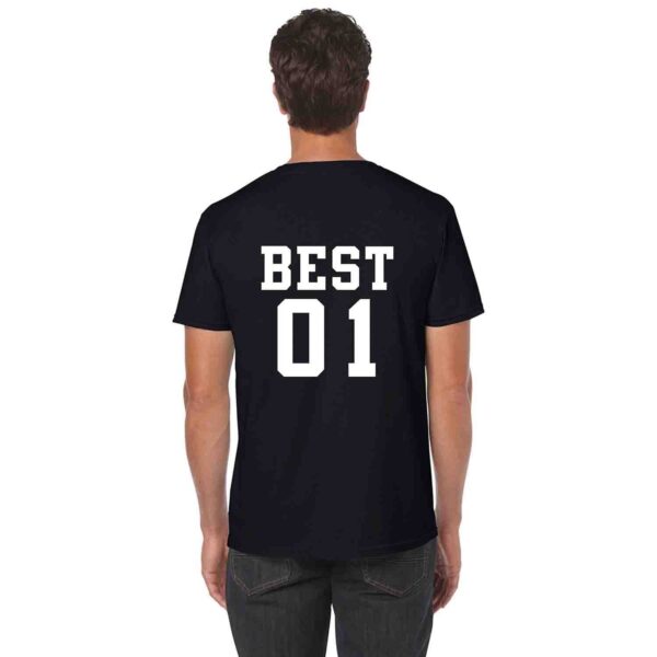 Couple Men Women Printed Cotton T-Shirt No 1 Best Friends TS0130_Black
