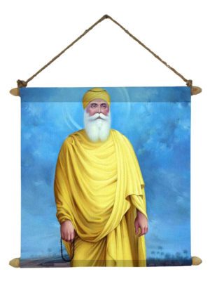 Calming Sikh Guru Nanak Ji Baisakhi Gurpurab Wall Hanging Decor Paintings, Canvas Scroll Poster for Home