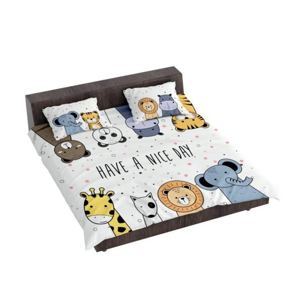 Kids bedsheet Velvet Printed Velvet King Size Double Bedsheet with 2 Pillow Covers - Cute Animals in Space