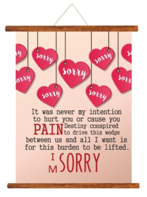 Sorry Sorry Sorry Scroll Greeting Card (Beige_ 15X20 Inches)