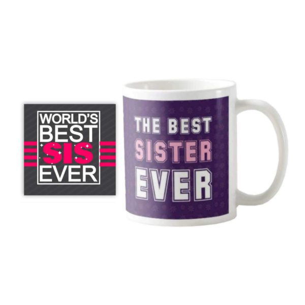 The Best Sister Ever Gift Hamper Set of 4 - Apron, Mug, Cushion Cover, Coaster