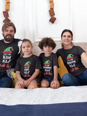 Matching Elf Family Printed Family T-Shirt for Christmas