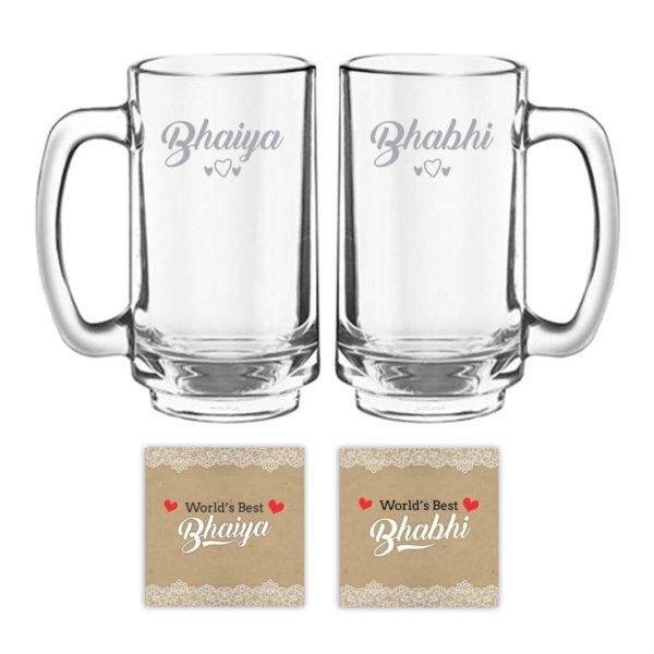 World Greatest Bro & Bhabhi  Engraved Beer Mug