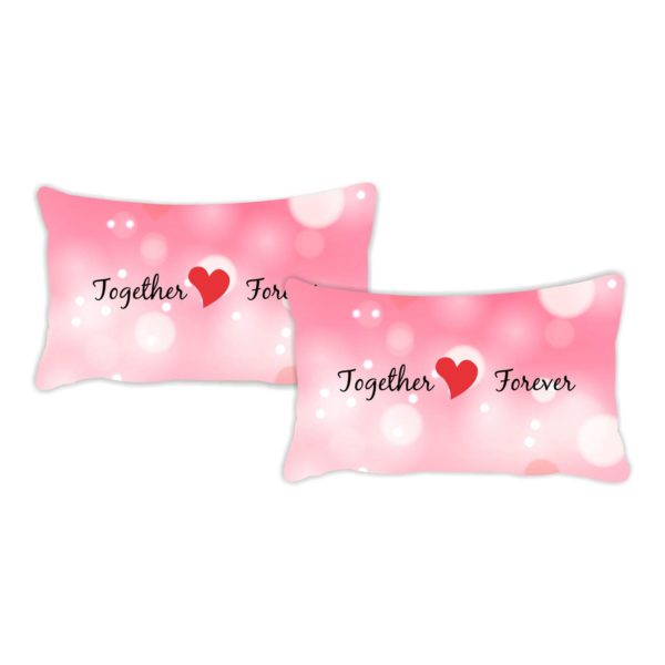 50 Years Together Forever Printed Bedsheet for Couple with 2 Pillow Covers - Pink