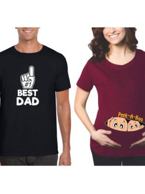 Best Dad & Peek a Boo Mom Maternity Couple T-Shirts