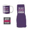 The Best Sister Ever Gift Hamper Set of 3 - Apron, Mug, Coaster