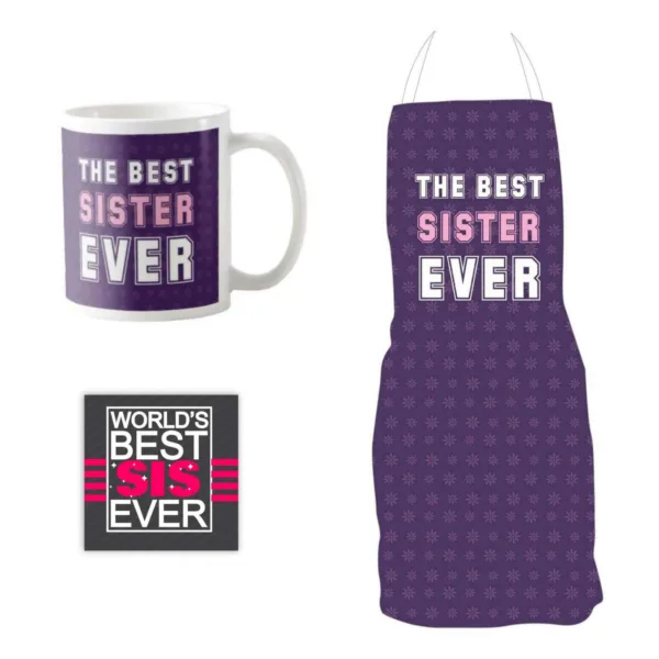 Cutest Sister Ever Gift Hamper Set of 3 - Apron, Mug, Coaster