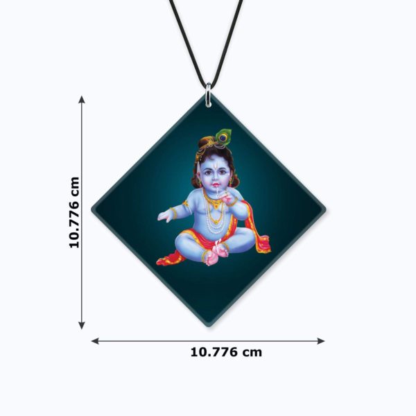 Religious Gifts Acrylic Car Hanging Accessories Lord Cute Lil Krishna Printed for Good Luck Interior Decoration