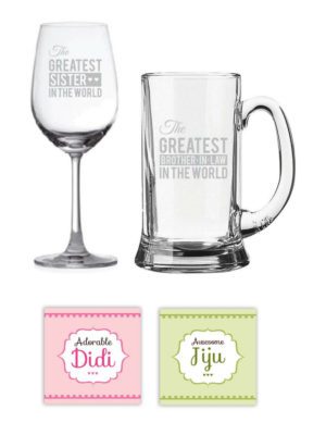 Greatest Bro-in-Law and Greatest Sister Beer Mug Wine Glass