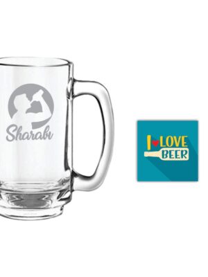 New Year Gifts, Sharabi Hindi Engraved Beer Mug - Playboy Beer 357 ml