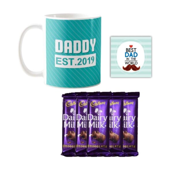 Daddy Est.2019 Hamper 1 Dairy Milk Silk 60 gm, with Coaster