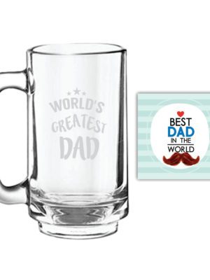 Worlds Greatest Dad Engraved Beer Mug for Dad