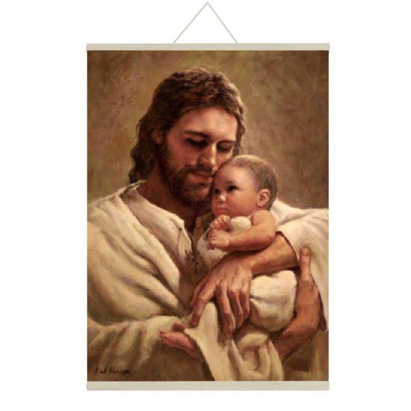 Christmas Gifts Blissful Lord Jesus Wall Paintings Hangings Canvas Scroll Poster for Home Decor - 15x20 inches