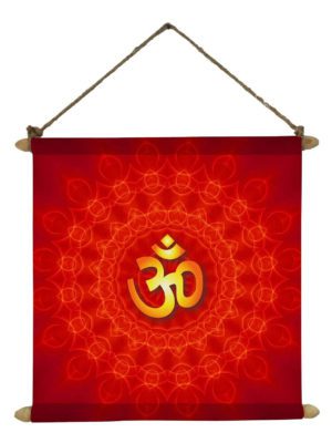 Divine Om Idol Poster Wall Painting Hanging Scroll Canvas - 12 x 12 inches