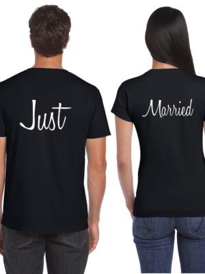 Couple T Shirts Just Married  Husband Wife Gifts