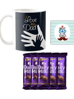 I Love My Dad Mug ,1 Dairy Milk Silk 60 gm, with Coaster