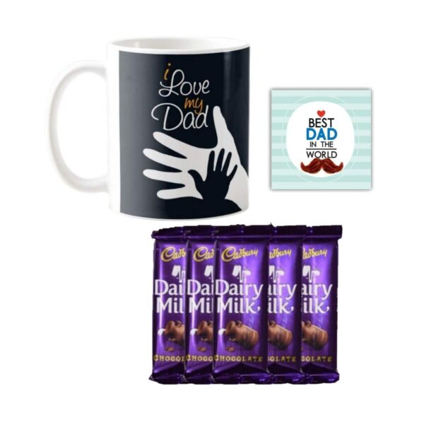 I Love My Dad Mug ,1 Dairy Milk Silk 60 gm, with Coaster