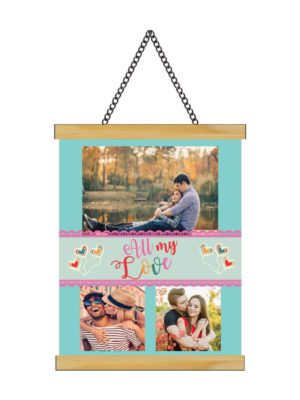 Personalised  Gifts All My Love with 3 Photo Love Greeting Card Scroll - 15x20 inches