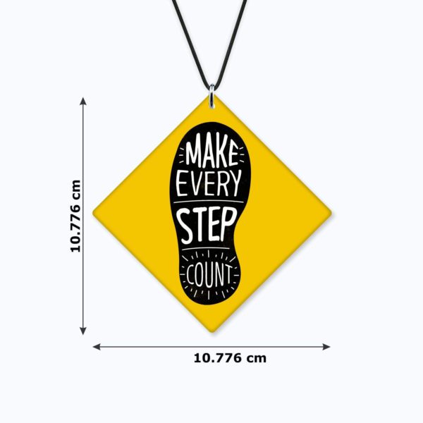 Motivational Gift Car Hanging Make Every Step Count Printed with Wooden Keychain