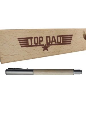 Handmade Wooden Pen with Engraved Triangle Pen Box Holder - Top Dad