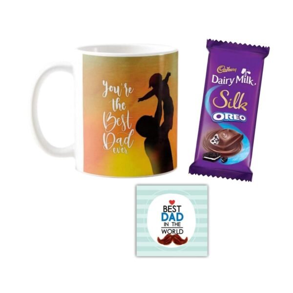 Best Dad Ever Mug , Cushion Cover,1 Dairy Milk Silk 60 gm, with