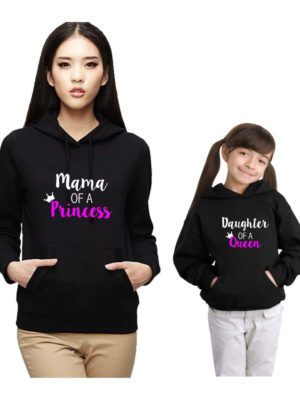 Mother of A Princess & Daughter of A Queen Family Hoodies Set