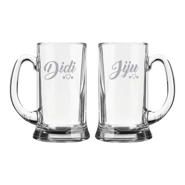 Didi Jiju Hearts Engraved Beer Mug