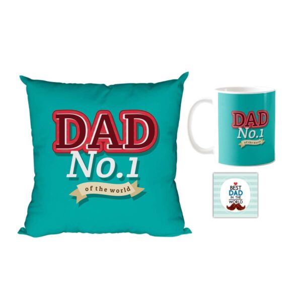 Dad No.1 of The World Ceramic Mug, Coaster ad 12x12 Cushion Cover