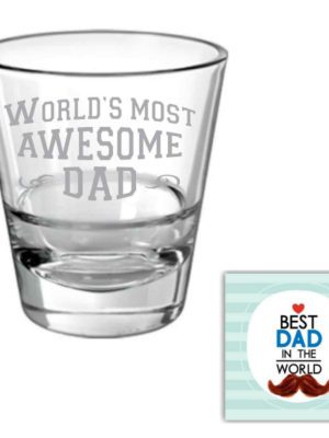 Worlds Most Awesome Dad Whisky Glass for Dad