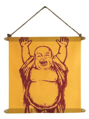 Laughing Buddha Idol for Joy and Happiness Poster Wall Painting Hanging Scroll Canvas - 12 x 12 inches