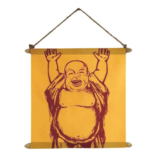 Laughing Buddha Idol for Joy and Happiness Poster Wall Painting Hanging Scroll Canvas - 12 x 12 inches