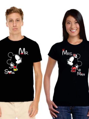 Matching Couple T-Shirts - Unique Design Mr Mrs Mickey & Minnie